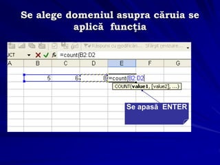 Se alege domeniul asupra căruia se
aplică funcţia
Se apasă ENTER
 