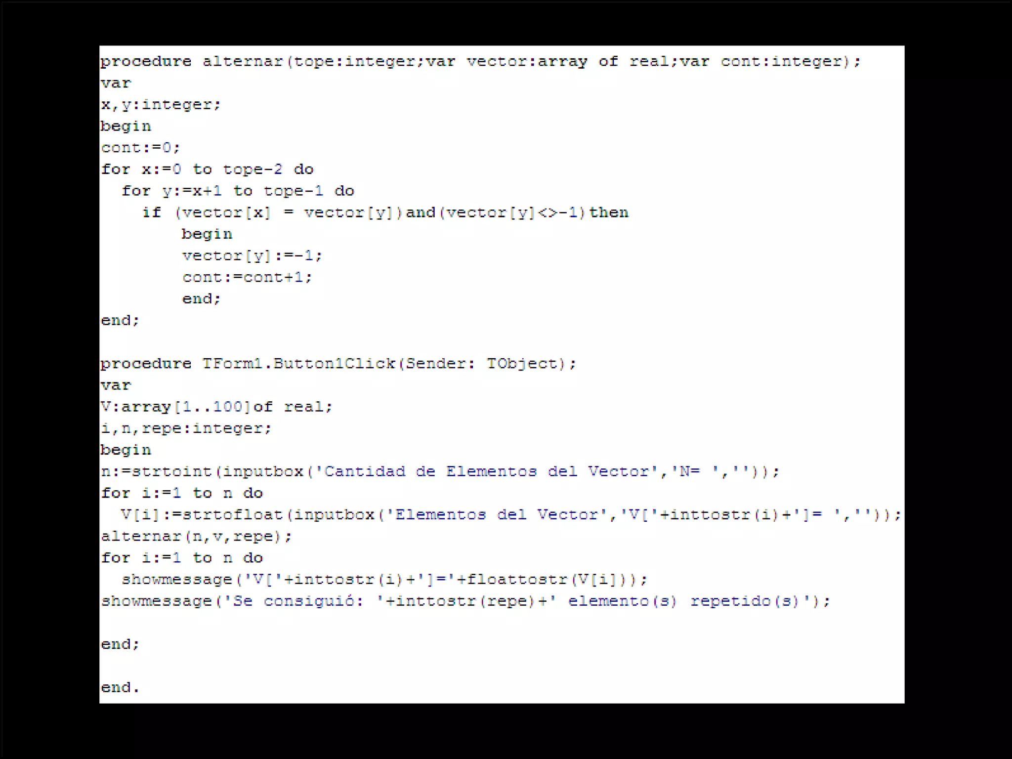 Haga clic para cambiar el estilo
Objetivo 5: Utilizar programación modular con datos simples y con datos estructurados


Programación Modular de título
          Ejemplo:
    • Haga clic para modificar el estilo de texto
      del patrón que lea n elementos de un vector que pueden estar
       Diseñe un programa
          duplicados. Luego realizar un procedimiento que acepte como parámetro
          – Segundo nivel elemento repetido por -1 y retornar al punto
          el vector y reemplace cada
               • Tercer nivel
          de llamada el vector modificado, además del número de modificaciones
                   –
          realizadas. Cuarto  nivel
                         » Quinto nivel




                                                                                        26
 