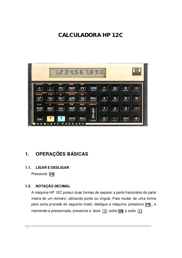 Apresentação da Calculadora hp 12c