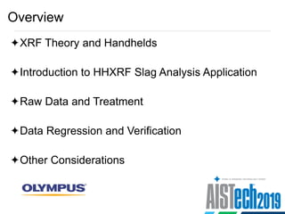 Overview
XRF Theory and Handhelds
Introduction to HHXRF Slag Analysis Application
Raw Data and Treatment
Data Regressi...