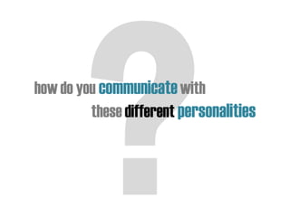 howdo you communicatewith
these different personalities
 