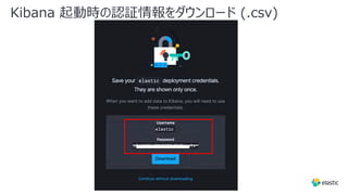 Kibana 起動時の認証情報をダウンロード (.csv)
 
