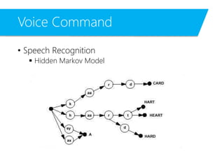 Voice Command
• Speech Recognition
 Hidden Markov Model
 