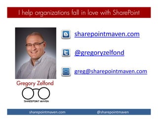 sharepointmaven.com @gregoryzelfondsharepointmaven.com @gregoryzelfond
Best Practices, continued
 Closing Phase = change permissions to “Read
Only”
 Policy or SOP is a great idea
 Check that Recycle bin often
 