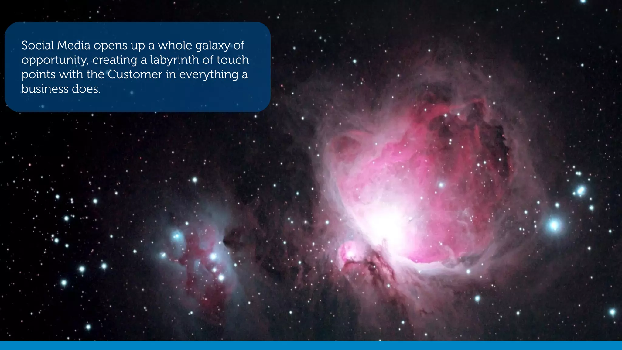 Dell – 02 October 2014 -@stephenjatdell5
Social Media opens up a whole galaxy of
opportunity, creating a labyrinth of touch
points with the Customer in everything a
business does.
 