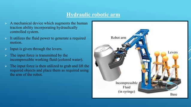 Hydrolic actuated robotic arm | PPTX | Physics | Science
