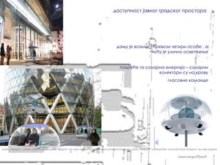 доступност јавног градског простора


                                                                                                                                                             stick car



                                                                                                 дању је возило – превози четири особе , а
                                                                                                                 ноћу је улично осветљење


                                                                                                    покреће га соларна енергија – соларни
                                                                                                                    колектори су на крову
                                                                                                                                             гласовне команде




pablic transport carfree cities monorail future transport sky web express sat system personal rapid transport pablic transport carfree cities monorail future transport sky web express


                                                                                                                                                     александра ђукић
 