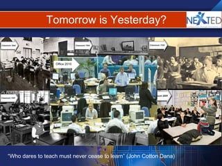 Tomorrow is Yesterday? “ Who dares to teach must never cease to learn” (John Cotton Dana) Office 1875 Office 2010 