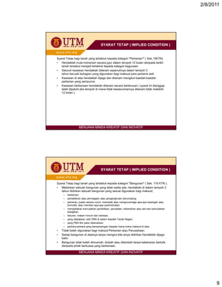 Utm slide kategori tanah, syarat & sekatan kepentingan [compatibilityu2026