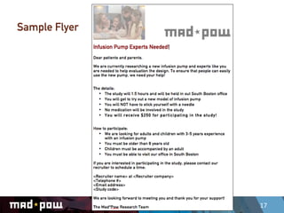 Sample Flyer




               Usability	
  Tes,ng	
  Medical	
  Devices	
     17	
  
 