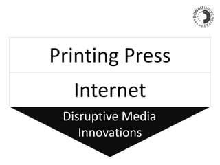 Printing Press
Internet
Disruptive Media
Innovations
 