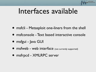 Msfgui Metasploit @ 2010 Utah Open Source Conference | PPT