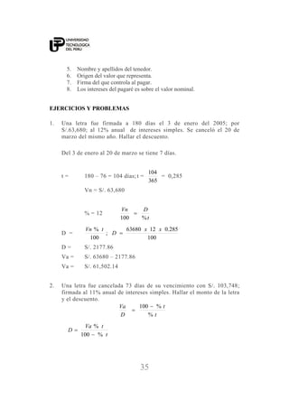 utp matematica financiera libro de estudios teórico-practico | PDF