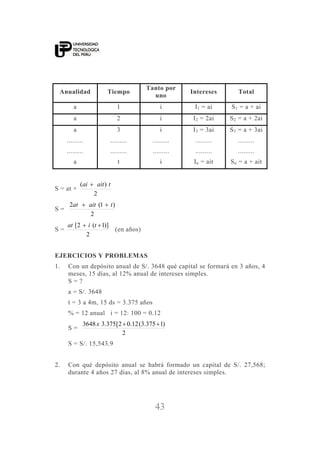 utp matematica financiera libro de estudios teórico-practico | PDF