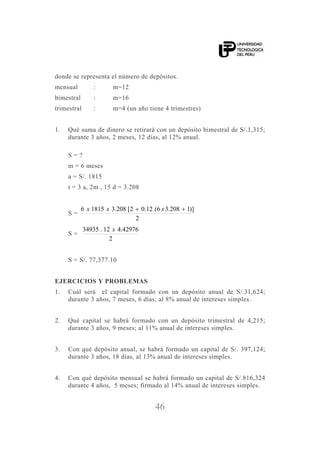 utp matematica financiera libro de estudios teórico-practico | PDF
