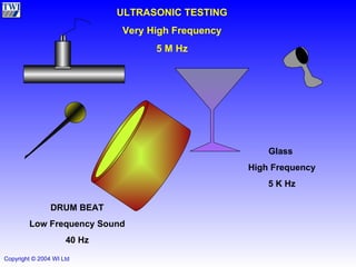 DRUM BEAT Low Frequency Sound 40 Hz Glass  High Frequency 5 K Hz ULTRASONIC TESTING Very High Frequency 5 M Hz 