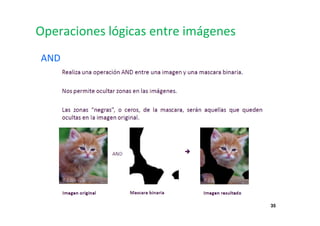 35
Operaciones lógicas entre imágenes
AND
 