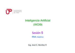 Ing. José C. Benítez P.
Sesión 5
Inteligencia Artificial
(WOI9)
RNA Adaline
 