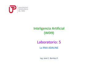Ing. José C. Benítez P.
La RNA ADALINE
Laboratorio: 5
Inteligencia Artificial
(W0I9)
 
