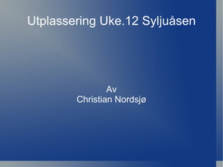 Utplassering Uke.12 Syljuåsen




                Av
        Christian Nordsjø
 