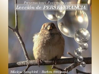 Lección de PERSEVERANCIA  Música: Songbird – Barbra Streisand  Presentaciones-Powerpoint.com 