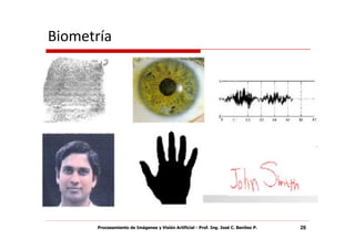 Biometría




       Procesamiento de Imágenes y Visión Artificial - Prof. Ing. José C. Benítez P.   28
 