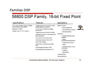 Familias DSP




           Procesamiento Digital de Señales - Prof. Ing. Jose C. Benitez P.   51
 