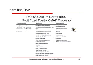 Familias DSP




           Procesamiento Digital de Señales - Prof. Ing. Jose C. Benitez P.   62
 
