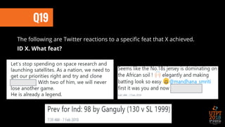 Q19
The following are Twitter reactions to a specific feat that X achieved.
ID X. What feat?
 