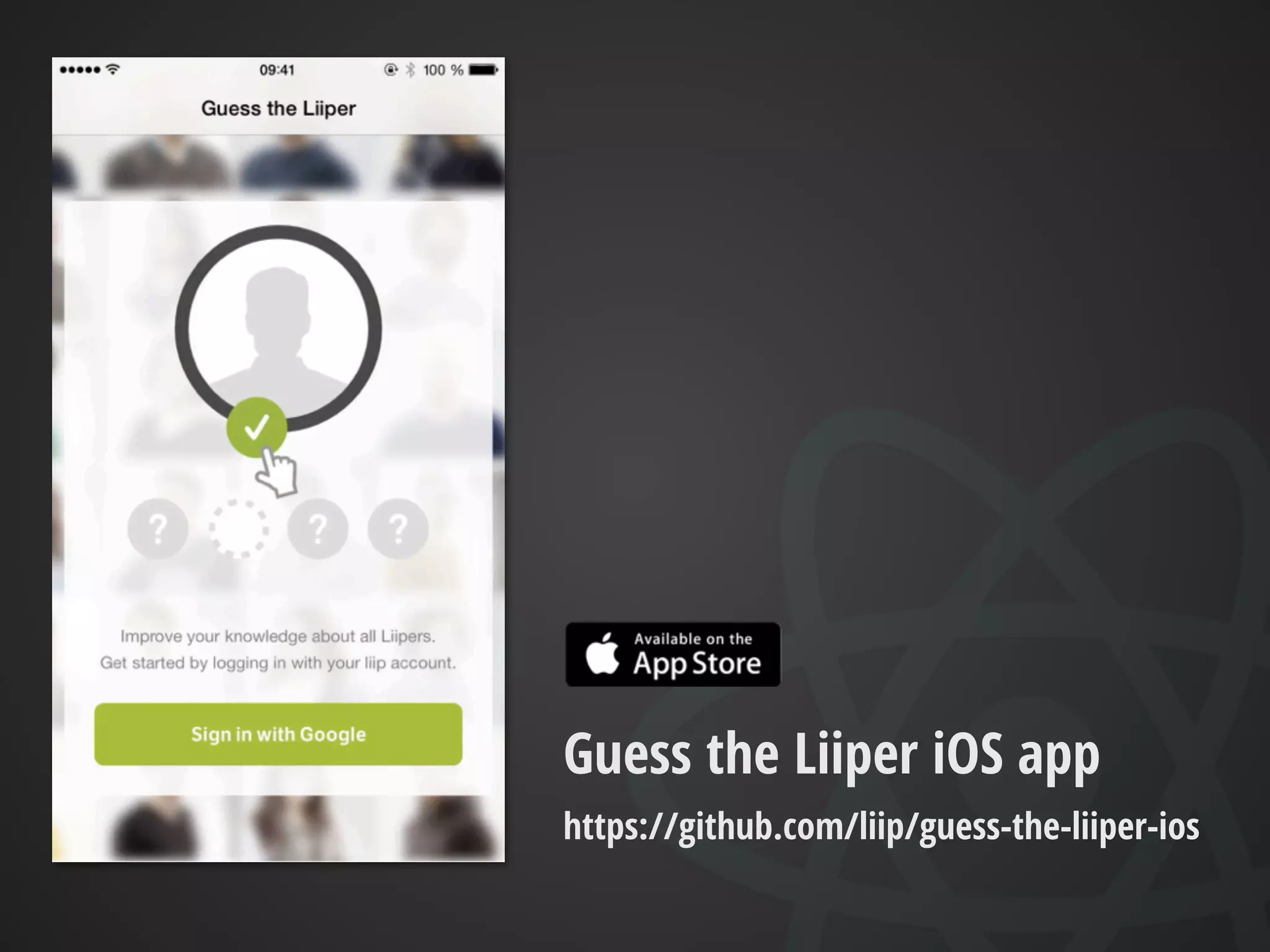 Guess the Liiper iOS app
https://github.com/liip/guess-the-liiper-ios
 
