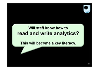 Will staff know how to

read and write analytics?
This will become a key literacy.

94

 
