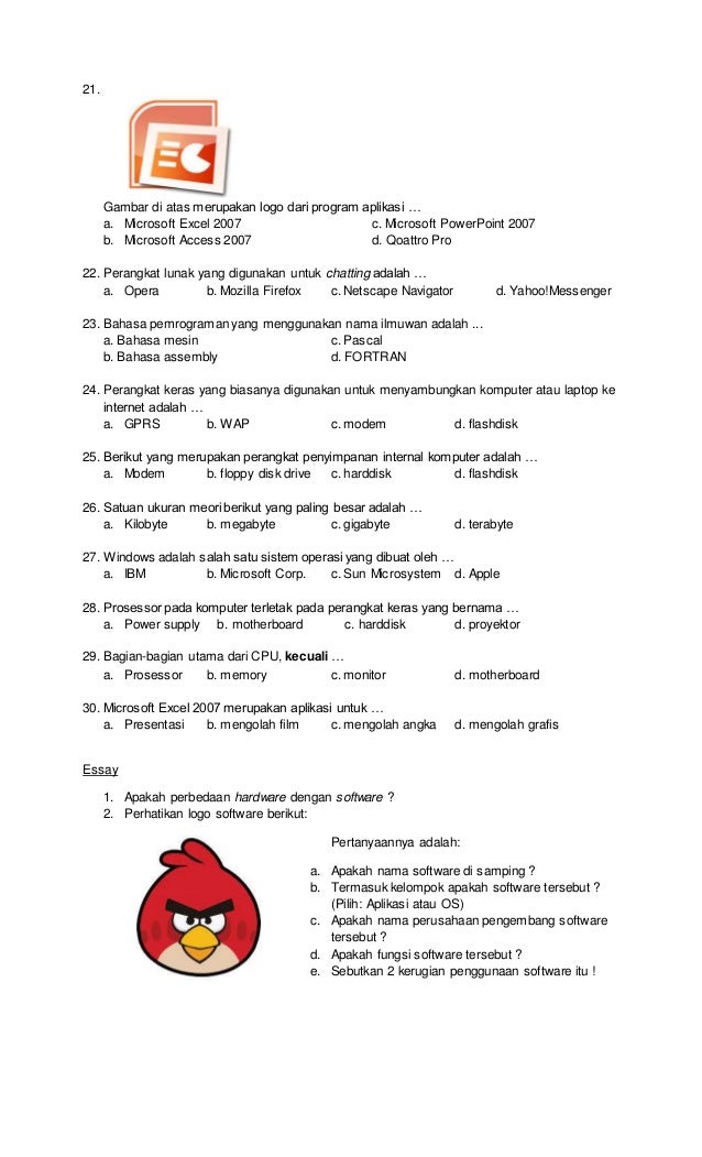 soal essay tik kelas 7 dan kunci jawaban