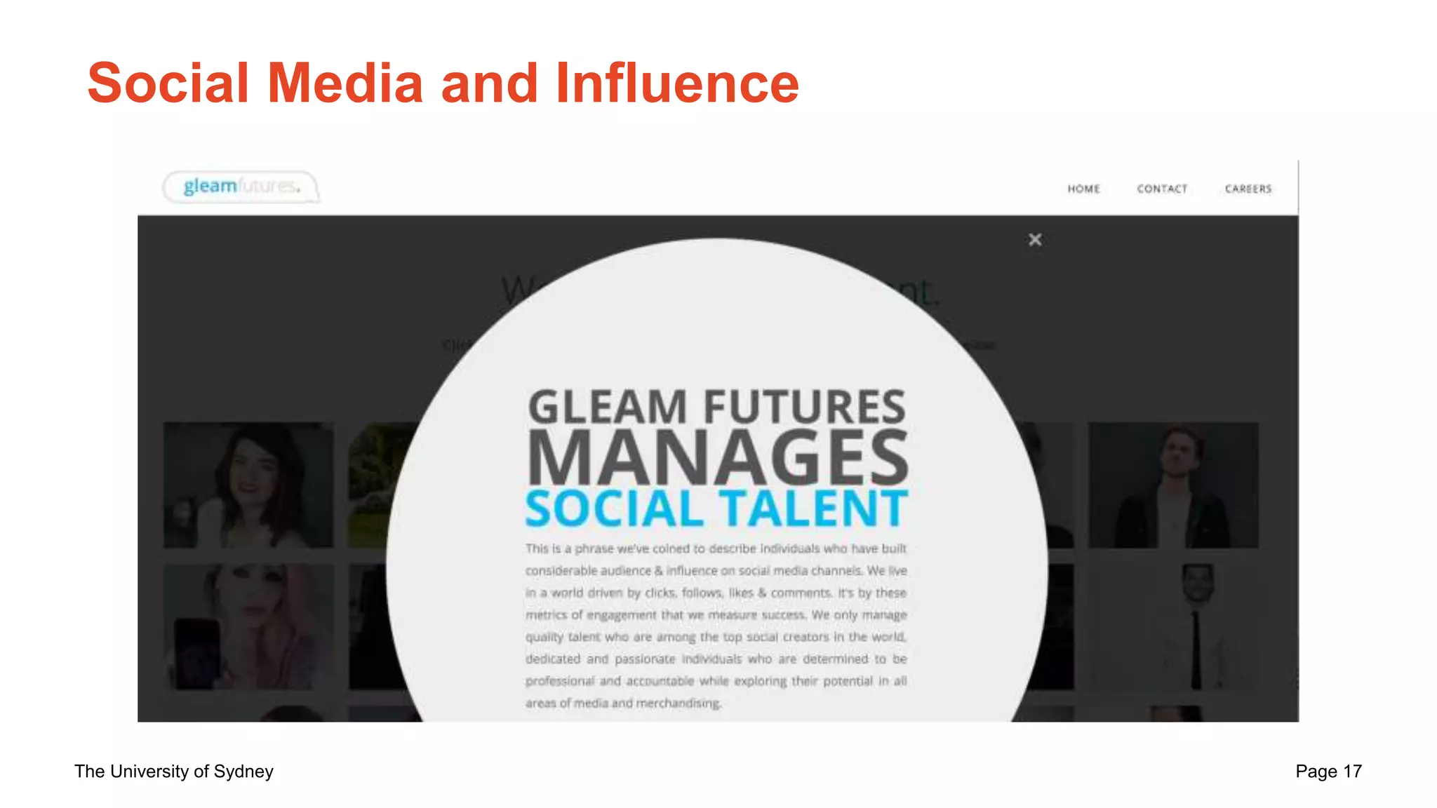 The University of Sydney Page 17
Social Media and Influence
 