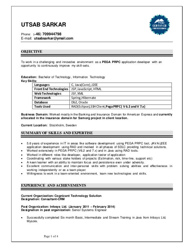Resume Pega Developer Resume Pega Developer