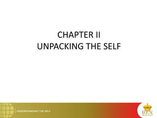 CHAPTER II
UNPACKING THE SELF
 