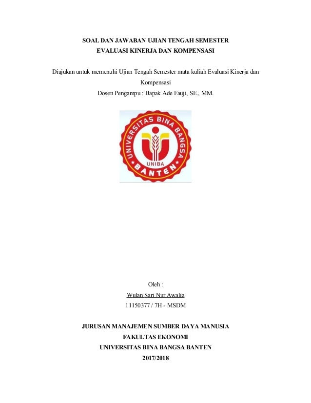 Uts Evaluasi Kinerja Dan Kompensasi Wulan Sari Nur Awalia 11150377