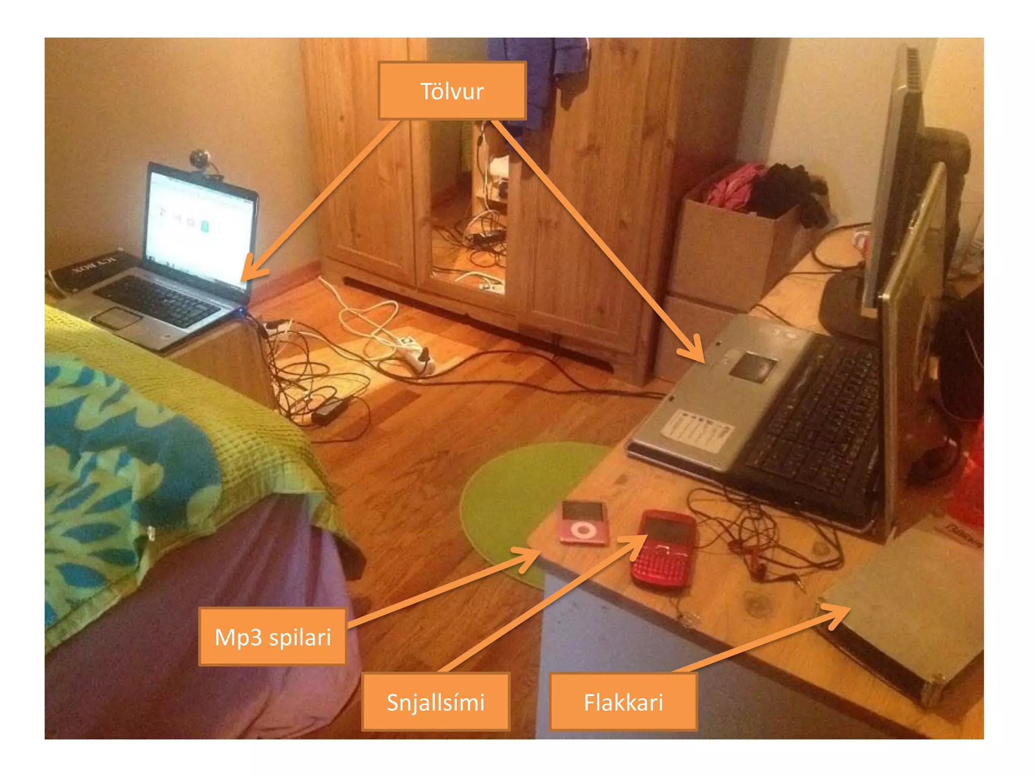 UnglingaherbergiTölvur
Snjallsími
Mp3 spilari
Flakkari
 