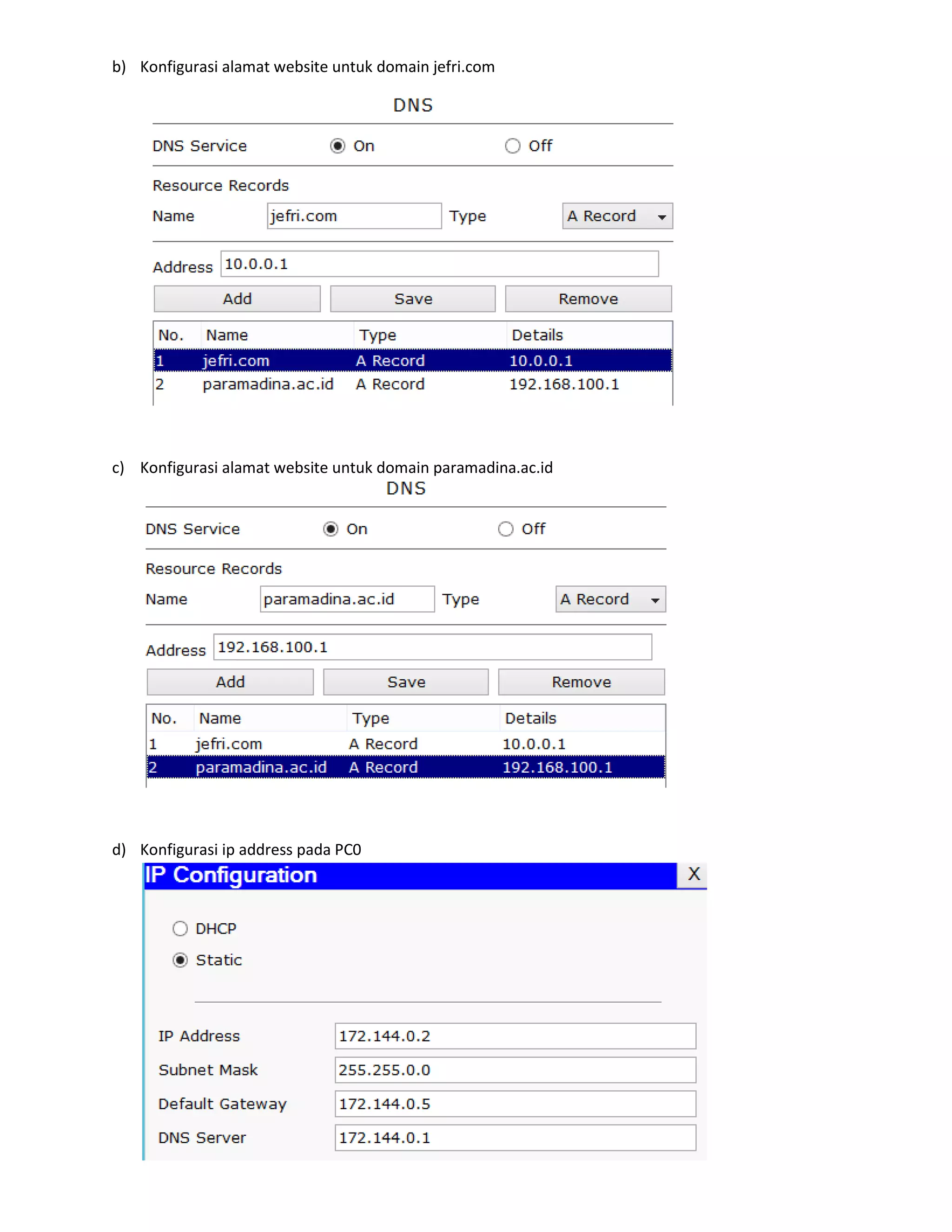 Uts praktikum jarkom 3_Static Routing, Web Server, DNS Server | PDF