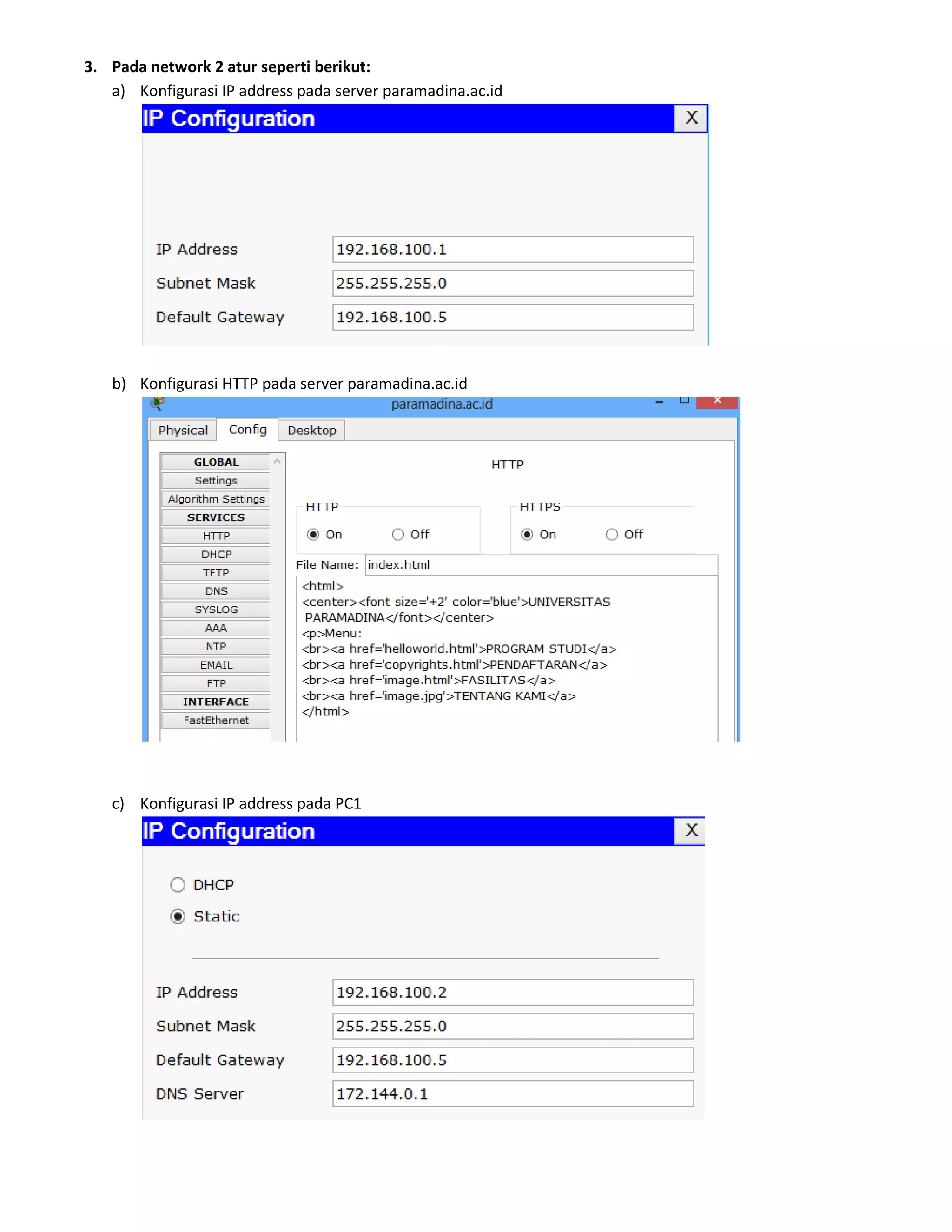 Uts praktikum jarkom 3_Static Routing, Web Server, DNS Server | PDF