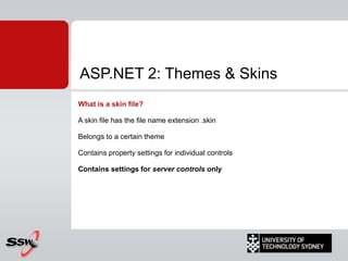 ASP.NET ConfigurationWeb.ConfigSimilar to app.config in windowsApplication-wide configurationProvide application settingsIn XML, so it’s easy to change