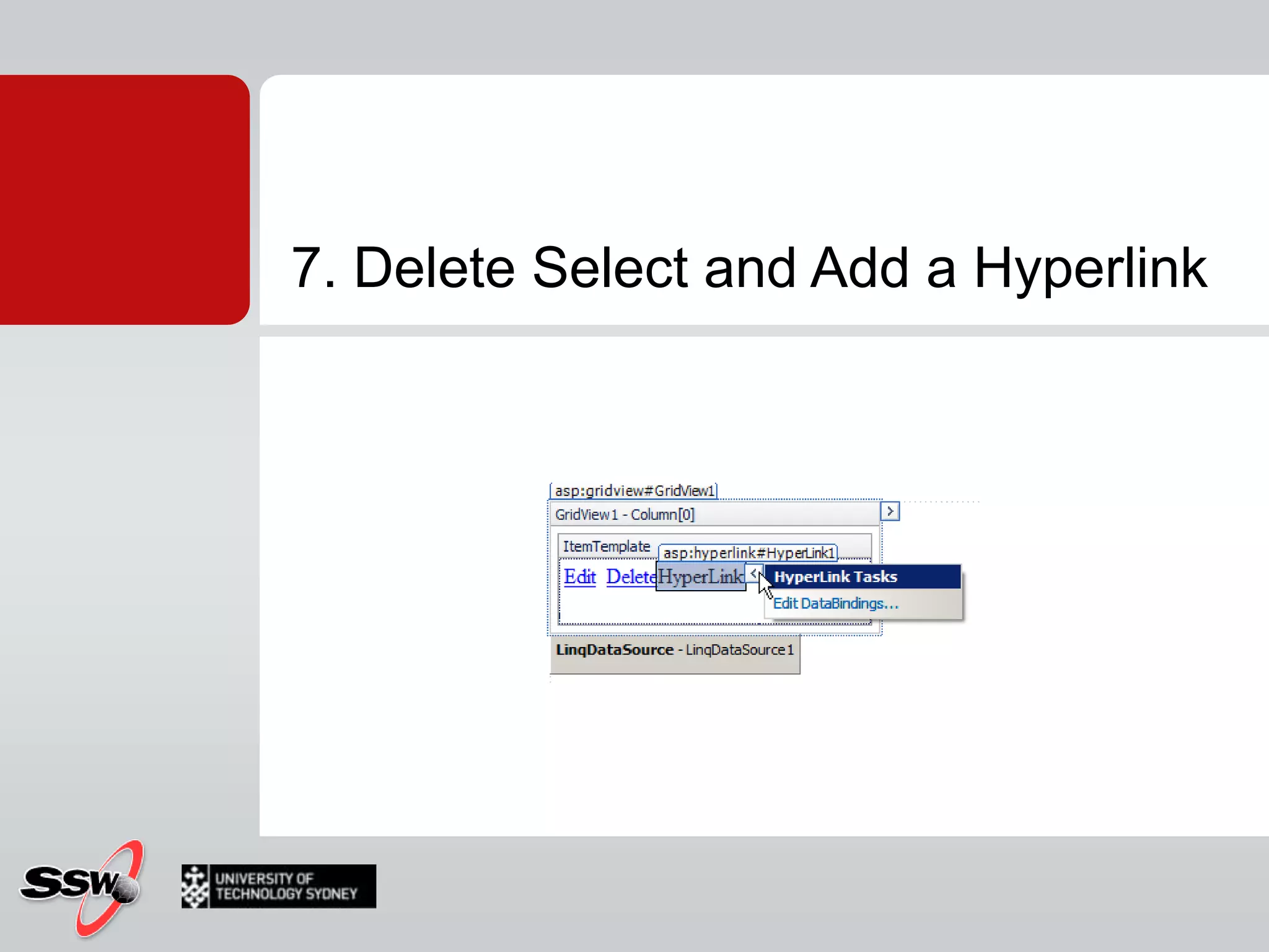 1. Create a CustomerDetails.aspx Add a Details View and create a new Datasource