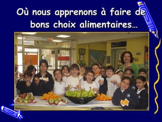Où nous apprenons à faire de bons choix alimentaires… 
