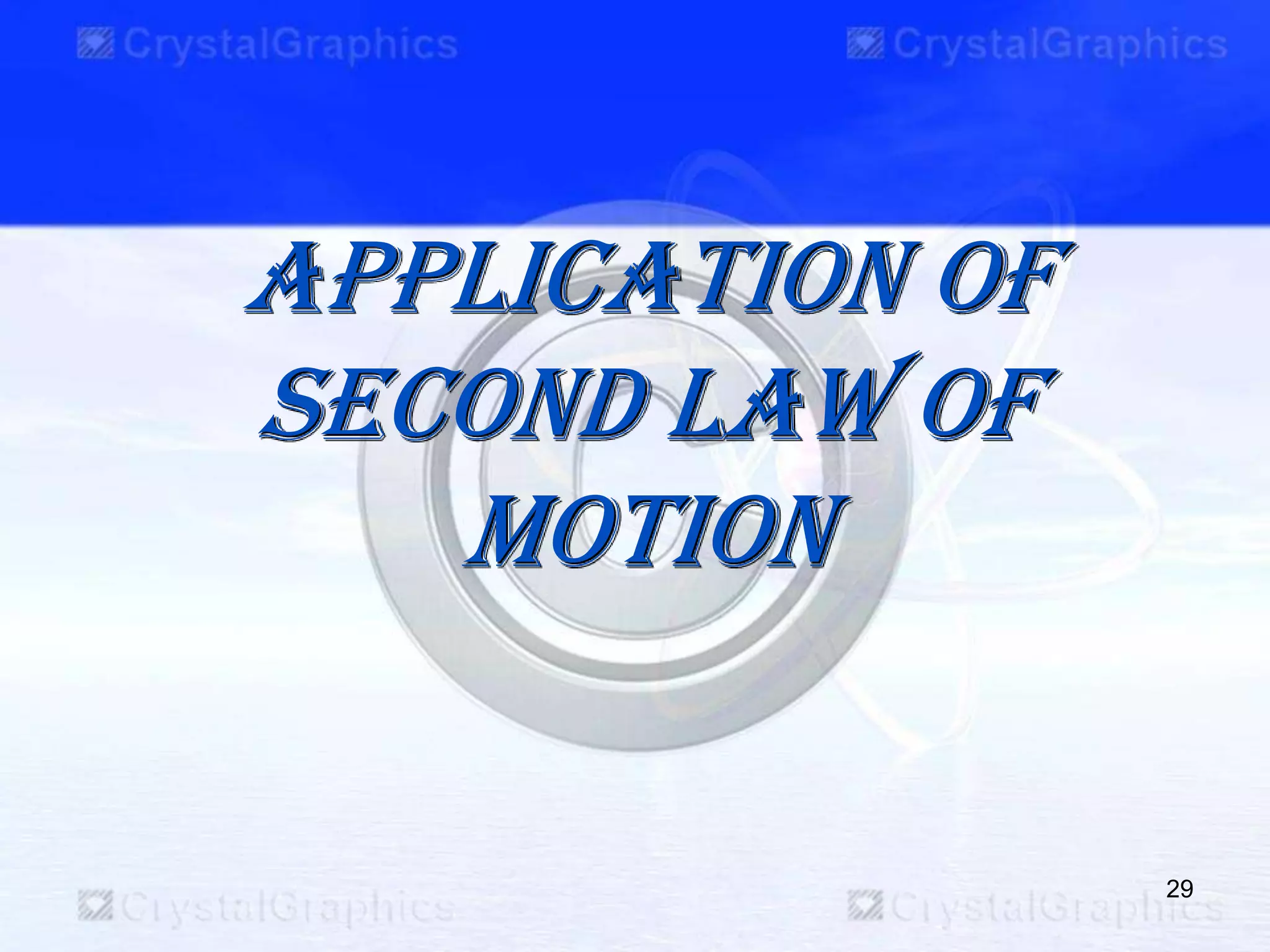 Application of
second law of
motion
29
 