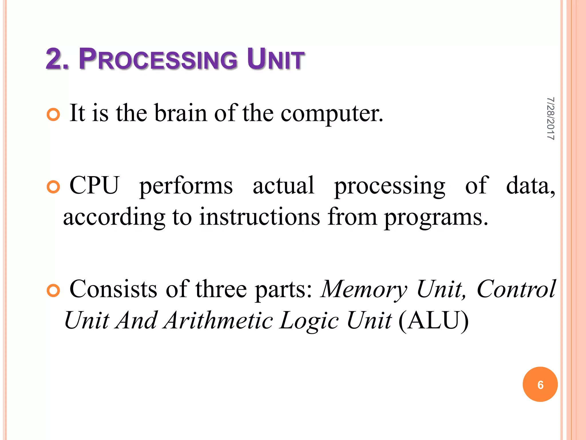 Building Block Diagram of Computer | Process of CPU | Input unit ...