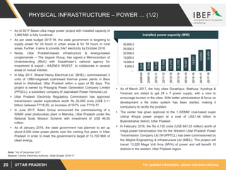 For updated information, please visit www.ibef.orgUTTAR PRADESH20
PHYSICAL INFRASTRUCTURE – POWER … (1/2)
 As of 2017 Sas...