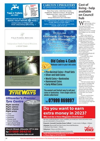 43
Let The Uttoxeter  Cheadle Voice take your business to 13,000 local homes. To advertise, call 01538 751629 or 07733 466...