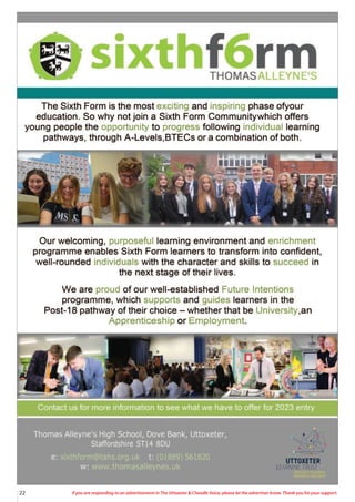 22 If you are responding to an advertisement in The Uttoxeter & Cheadle Voice, please let the advertiser know. Thank you for your support.
 