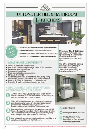 4 If you are responding to an advertisement in The Uttoxeter & Cheadle Voice, please let the advertiser know. Thank you for your support.
 