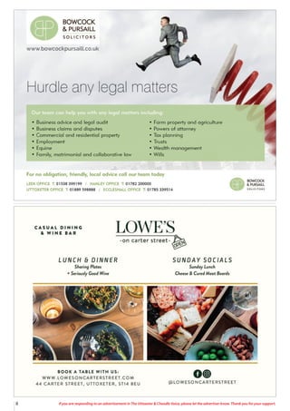 8 If you are responding to an advertisement in The Uttoxeter & Cheadle Voice, please let the advertiser know. Thank you for your support.
 