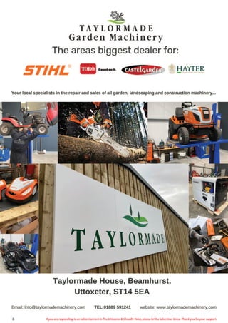 8 If you are responding to an advertisement in The Uttoxeter & Cheadle Voice, please let the advertiser know. Thank you for your support.
 